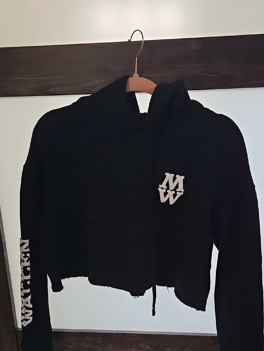 Cropped Black Hoodie with MW Logo